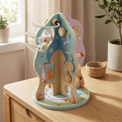 Children Bead Tree Wooden Maze Slide Bead Activity Board Wire Track Interactive Coordination Practice Play Board Suitable for Home Preschool Children’s Early Learning in Kuwait
