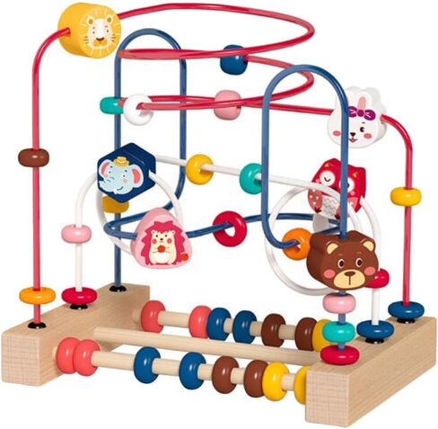 minkissy Early Educational Bead Maze and Preschoolers with Wood and Stainless Steel Materials to Cultivate Color Discrimination and Stimulate Imagination Birthday Gift in Kuwait