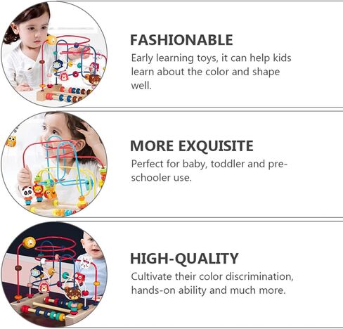 minkissy Early Educational Bead Maze and Preschoolers with Wood and Stainless Steel Materials to Cultivate Color Discrimination and Stimulate Imagination Birthday Gift in Kuwait