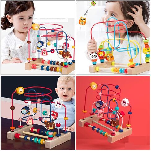 minkissy Early Educational Bead Maze and Preschoolers with Wood and Stainless Steel Materials to Cultivate Color Discrimination and Stimulate Imagination Birthday Gift in Kuwait