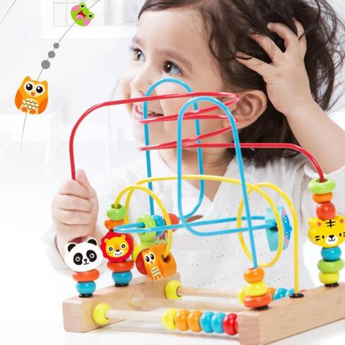 minkissy Early Educational Bead Maze and Preschoolers with Wood and Stainless Steel Materials to Cultivate Color Discrimination and Stimulate Imagination Birthday Gift in Kuwait