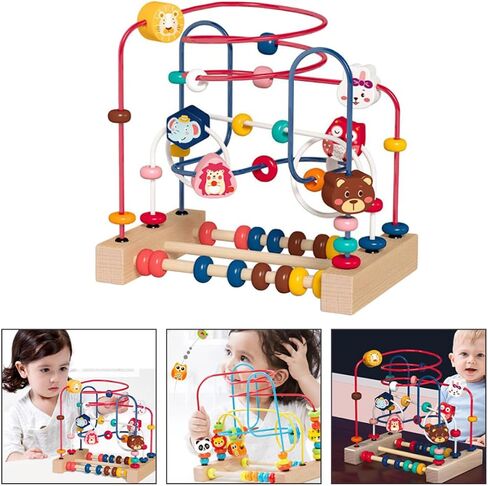 minkissy Early Educational Bead Maze and Preschoolers with Wood and Stainless Steel Materials to Cultivate Color Discrimination and Stimulate Imagination Birthday Gift in Kuwait