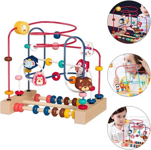 minkissy Early Educational Bead Maze and Preschoolers with Wood and Stainless Steel Materials to Cultivate Color Discrimination and Stimulate Imagination Birthday Gift in Kuwait