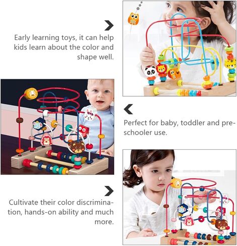 minkissy Early Educational Bead Maze and Preschoolers with Wood and Stainless Steel Materials to Cultivate Color Discrimination and Stimulate Imagination Birthday Gift in Kuwait