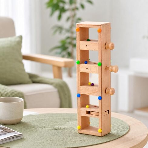 Wooden Pylon Toy Easy to Grasp Wooden Bead Preschool Toy with Knobs for Preschoolers, Kids in Kuwait