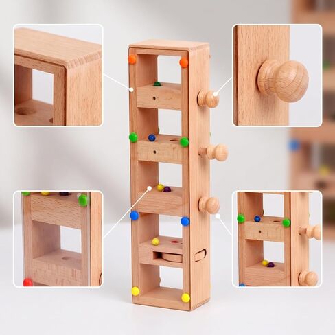 Wooden Pylon Toy Easy to Grasp Wooden Bead Preschool Toy with Knobs for Preschoolers, Kids in Kuwait