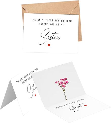 Pregnancy Announcement Card for Sister | Real Pressed Baby's Breath Keepsake with Envelope in Kuwait
