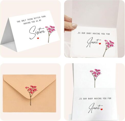Pregnancy Announcement Card for Sister | Real Pressed Baby's Breath Keepsake with Envelope in Kuwait