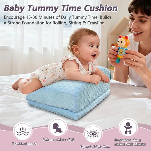 Tummy Time Pillow Colic & Gas Baby Relief for Newborns Reflux, Infant Tummy Time Prop Shoulder Support Neck Strength Memory Foam Pillow Crawling Aids, Baby Feeding Nursing Burp Cushion in Kuwait