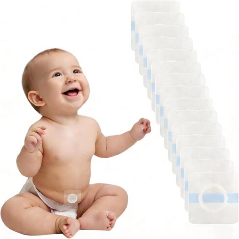10Pcs Baby Belly Navel Patches, Waterproof Umbilical Hernia Patch with Cotton Pads, Infant Belly Button Corrector for Newborns with Protruding Navel, 3.15×3.15 Inch, Gentle Baby Essentials in Kuwait