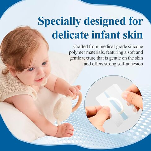 10Pcs Baby Belly Navel Patches, Waterproof Umbilical Hernia Patch with Cotton Pads, Infant Belly Button Corrector for Newborns with Protruding Navel, 3.15×3.15 Inch, Gentle Baby Essentials in Kuwait
