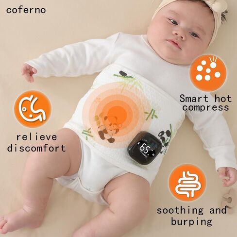 Relief for Infant Colic and Gas - Rechargeable Smart Heated Abdominal Belt with Vibration Function, Relieves Bloating and Stomach Discomfort | Rechargeable Electronic Smart Heat Compressor, 3 Heat Settings, 5 Massage Settings in Kuwait