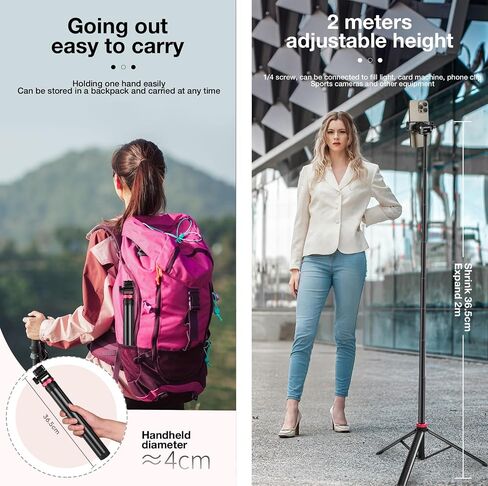 80 Inches Osmo-Pocket Floor Tripod-Stand Holder for DJI Osmo Pocket 4 3 2 1 / Osmo-Mobile 8 7P 7 6 5 4 / Osmo Action 5 pro 4 3 2 1 in Kuwait