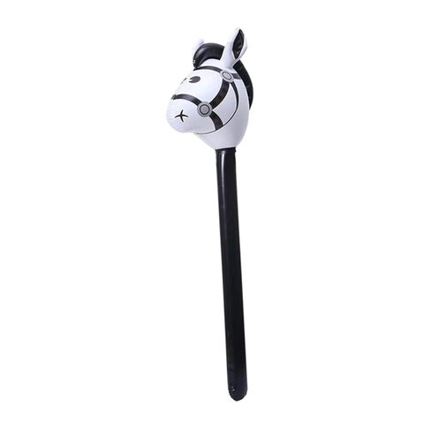 Horsehead Stick Toy Inflatable Hobby Horse Blowing Up Stick Animal Printed PVC Lightweight Reusable Suitable for Cowboy Themed Events, Black in Kuwait