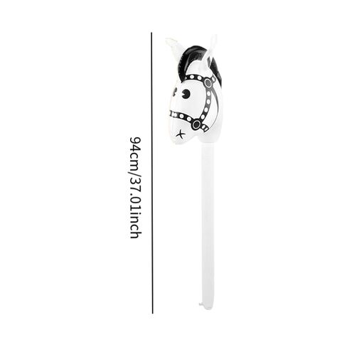 kowaku Horsehead Stick Toy PVC Inflatable Stick Horse Favor Hobby Horse Riding Toy Blowing Up Animal for Kids Suitable for Gift, White Head in Kuwait