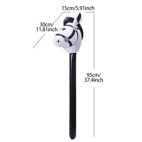 Horsehead Stick Toy Inflatable Hobby Horse Blowing Up Stick Animal Printed PVC Lightweight Reusable Suitable for Cowboy Themed Events, Black in Kuwait