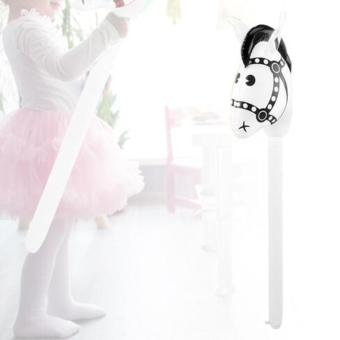 kowaku Horsehead Stick Toy PVC Inflatable Stick Horse Favor Hobby Horse Riding Toy Blowing Up Animal for Kids Suitable for Gift, White Head in Kuwait