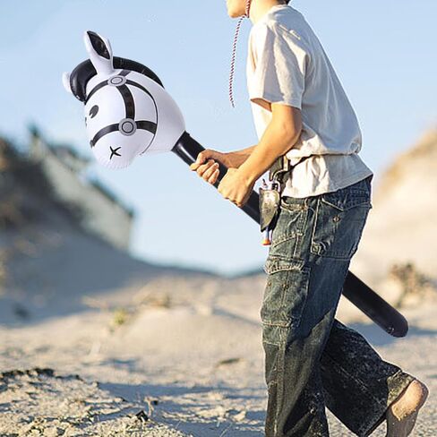Horsehead Stick Toy Inflatable Hobby Horse Blowing Up Stick Animal Printed PVC Lightweight Reusable Suitable for Cowboy Themed Events, Black in Kuwait
