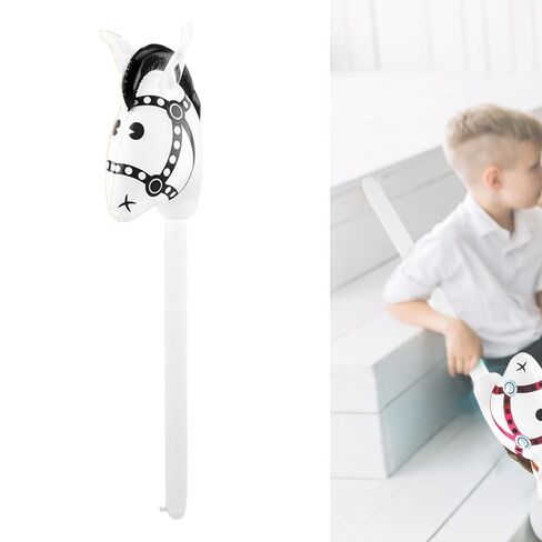 kowaku Horsehead Stick Toy PVC Inflatable Stick Horse Favor Hobby Horse Riding Toy Blowing Up Animal for Kids Suitable for Gift, White Head in Kuwait