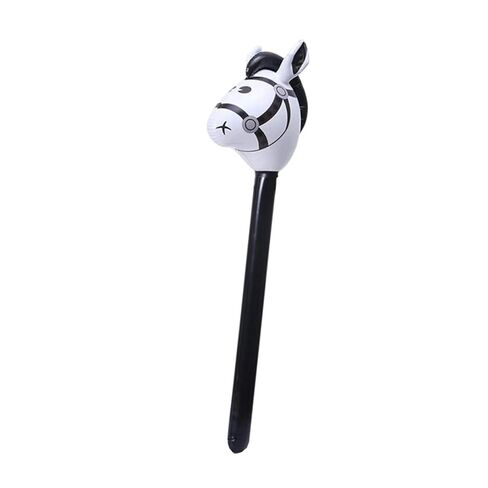 Horsehead Stick Toy Inflatable Hobby Horse Blowing Up Stick Animal Printed PVC Lightweight Reusable Suitable for Cowboy Themed Events, Black in Kuwait