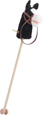 Asixxsix Stick Horse, 98cm Plush Cartoon Horse Head Stick Toy with Sliding Wheels for Kids 2-5 Years Hobby on a for Indoor Play (Coffee) in Kuwait