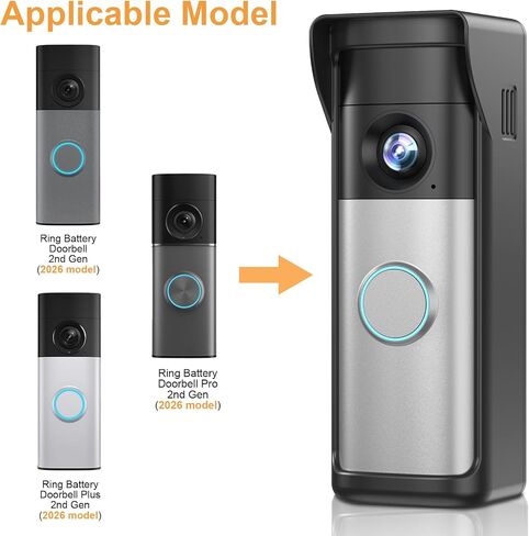 No-Drill Adhesive Mount - 2026 New Upgraded for Ring Battery Doorbell/Plus/Pro (2nd Gen-Newest Model), Camera Door Mounting Holder Bracket Accessories Easy Installation for Apartments Office Houses in Kuwait