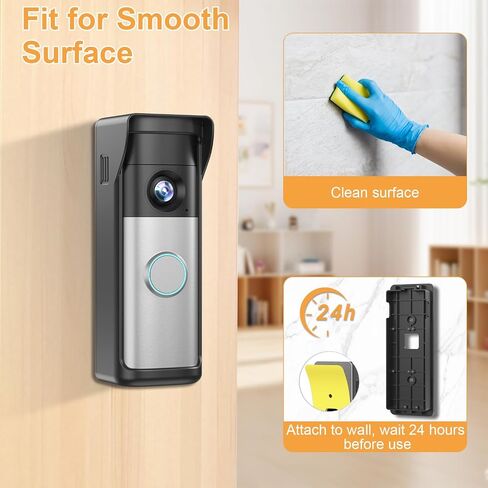 No-Drill Adhesive Mount - 2026 New Upgraded for Ring Battery Doorbell/Plus/Pro (2nd Gen-Newest Model), Camera Door Mounting Holder Bracket Accessories Easy Installation for Apartments Office Houses in Kuwait