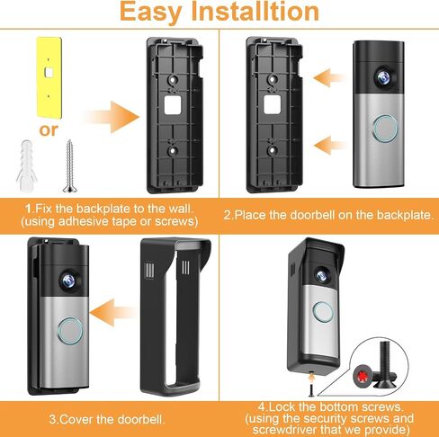 No-Drill Adhesive Mount - 2026 New Upgraded for Ring Battery Doorbell/Plus/Pro (2nd Gen-Newest Model), Camera Door Mounting Holder Bracket Accessories Easy Installation for Apartments Office Houses in Kuwait