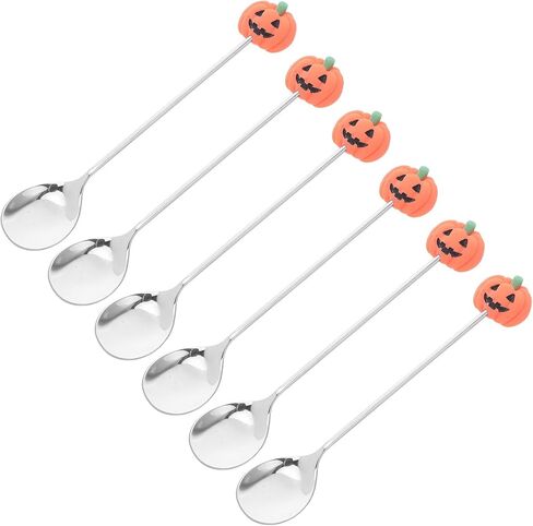 jojofuny Creative Cartoon Stainless Steel Cutlery Halloween Pumpkin Forks, 6pcs/pack (silver) in Kuwait