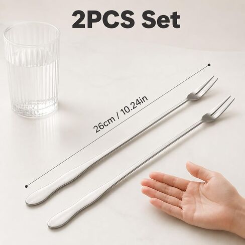 2pcs Dessert Fork Prong Durable 8 Inches Pickle Fork 304 Stainless Steel Olive Kitchen in Kuwait