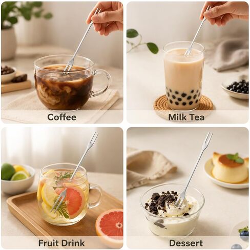 2pcs Dessert Fork Prong Durable 8 Inches Pickle Fork 304 Stainless Steel Olive Kitchen in Kuwait