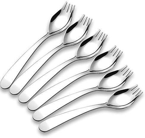 6-Pack Mini Stainless Steel Sporks, Back to School Lunch Supplies Fruit Appetizer Dessert Salad Flatware Set 5.9-Inch Long(Silver) in Kuwait