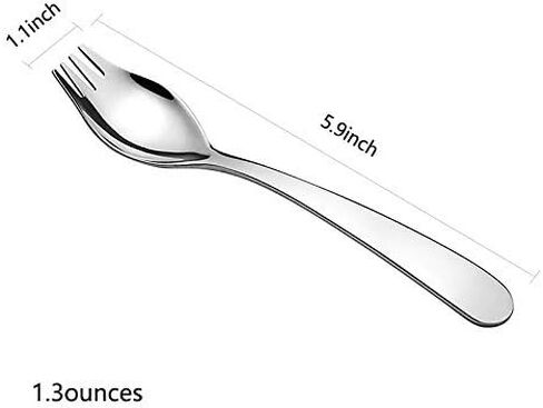 6-Pack Mini Stainless Steel Sporks, Back to School Lunch Supplies Fruit Appetizer Dessert Salad Flatware Set 5.9-Inch Long(Silver) in Kuwait