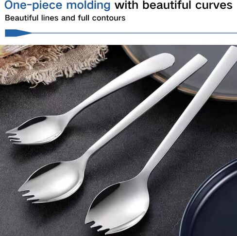 6-Pack Mini Stainless Steel Sporks, Back to School Lunch Supplies Fruit Appetizer Dessert Salad Flatware Set 5.9-Inch Long(Silver) in Kuwait
