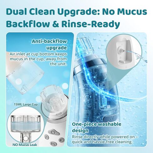 Snot Sucker for Baby, Nasal Aspirator for Baby – Electric Nose Sucker for Baby with 5 Modes, Anti-Leak, Low Noise, 3 Soft Tips, Lights & Lullabies, IPX6- Baby Nose Sucker for Newborns & Toddlers in Kuwait