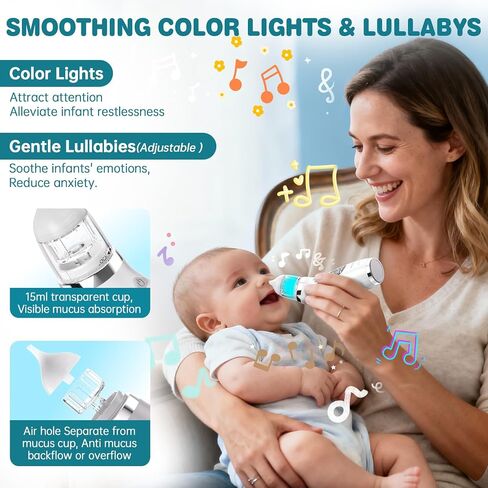 Snot Sucker for Baby, Nasal Aspirator for Baby – Electric Nose Sucker for Baby with 5 Modes, Anti-Leak, Low Noise, 3 Soft Tips, Lights & Lullabies, IPX6- Baby Nose Sucker for Newborns & Toddlers in Kuwait