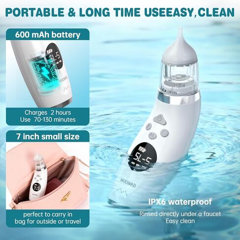 Snot Sucker for Baby, Nasal Aspirator for Baby – Electric Nose Sucker for Baby with 5 Modes, Anti-Leak, Low Noise, 3 Soft Tips, Lights & Lullabies, IPX6- Baby Nose Sucker for Newborns & Toddlers in Kuwait