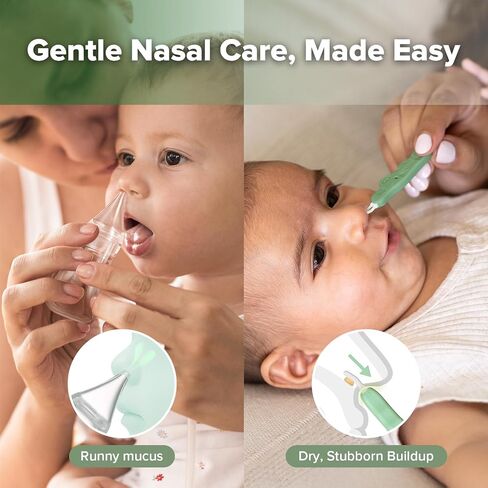 Haakaa Nasal Care Essentials Combo, Nasal Aspirator for Baby with Baby Nose Picker, Gentle Infant Ear & Nose Care Set with Case for Home or Travel in Kuwait