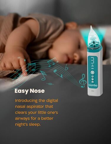 Easy Nose Electric Nasal Aspirator Baby Adjustable Suction Kit - Electric Nose Sucker for Baby Soft Silicone Tips, LED Display, USB-C Rechargeable, Portable Snot Sucker for Toddlers & Infants in Kuwait