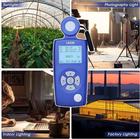 Spectral Light Meter Lux Meter with PPFD, UV Index & Flicker Analysis, 0–1,000,000 Lux High Precision Illuminance Meter, Color Temperature CRI Tester for LED Grow Lights, Lighting & Agriculture in Kuwait