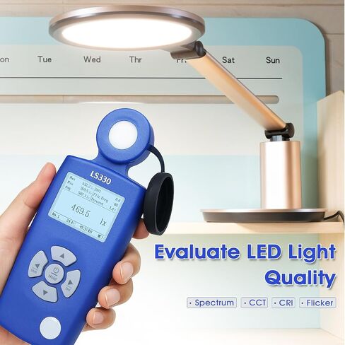 Spectral Light Meter Lux Meter with PPFD, UV Index & Flicker Analysis, 0–1,000,000 Lux High Precision Illuminance Meter, Color Temperature CRI Tester for LED Grow Lights, Lighting & Agriculture in Kuwait
