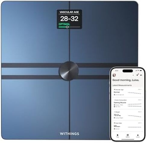 WITHINGS Body Comp + Cleaning Kit - Scale for Body Weight and Complete Body Analysis, Wi-Fi & Bluetooth, Baby Digital Scale, Accurate Visceral Fat, Heart Health, Scales Compatible with Apple, Black in Kuwait