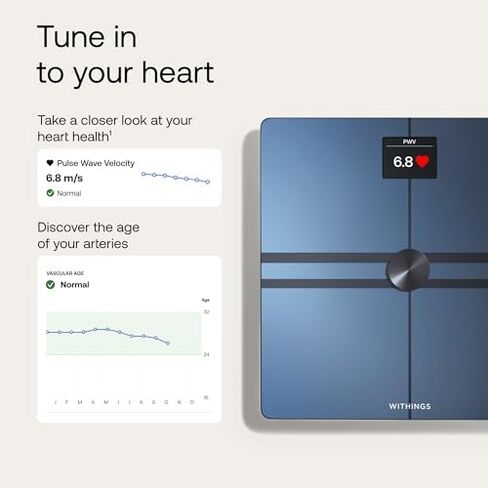 WITHINGS Body Comp + Cleaning Kit - Scale for Body Weight and Complete Body Analysis, Wi-Fi & Bluetooth, Baby Digital Scale, Accurate Visceral Fat, Heart Health, Scales Compatible with Apple, Black in Kuwait