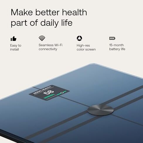 WITHINGS Body Comp + Cleaning Kit - Scale for Body Weight and Complete Body Analysis, Wi-Fi & Bluetooth, Baby Digital Scale, Accurate Visceral Fat, Heart Health, Scales Compatible with Apple, Black in Kuwait