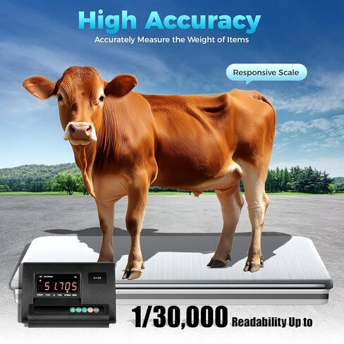 Livestock Scale High Precision Indicator, 2000KG/ 4410LBS Load Cell Scale Kit Platform Load Cell Livestock Weighing Indicator with Junction Box Animal Scale Kit for Cattle Pigs Sheep Goats in Kuwait