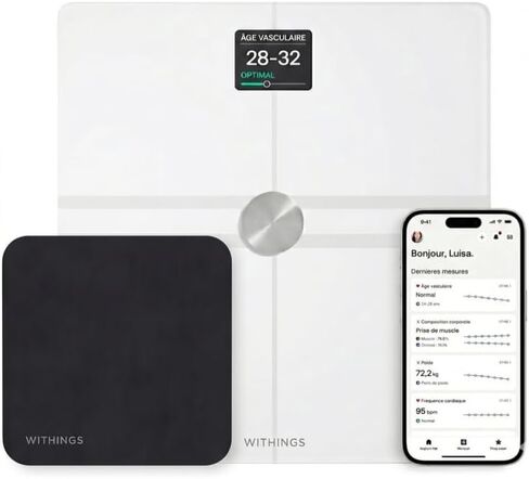 WITHINGS Body Comp + Cleaning Kit - Scale for Body Weight and Complete Body Analysis, Wi-Fi & Bluetooth, Baby Digital Scale, Accurate Visceral Fat, Heart Health, Scales Compatible with Apple, White in Kuwait