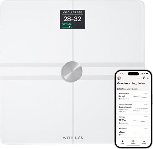 WITHINGS Body Comp + Cleaning Kit - Scale for Body Weight and Complete Body Analysis, Wi-Fi & Bluetooth, Baby Digital Scale, Accurate Visceral Fat, Heart Health, Scales Compatible with Apple, White in Kuwait
