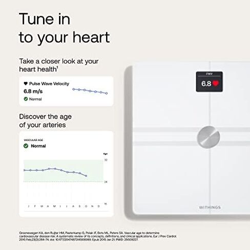 WITHINGS Body Comp + Cleaning Kit - Scale for Body Weight and Complete Body Analysis, Wi-Fi & Bluetooth, Baby Digital Scale, Accurate Visceral Fat, Heart Health, Scales Compatible with Apple, White in Kuwait