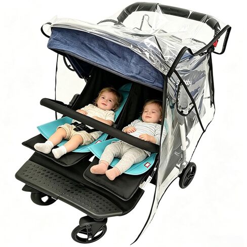 Stroller Rain Cover,Universal Rain Cover for Side by Side Baby Stroller, Double Stroller Cover for Rain and Wind,Baby Outdoor Activities Accessories. in Kuwait