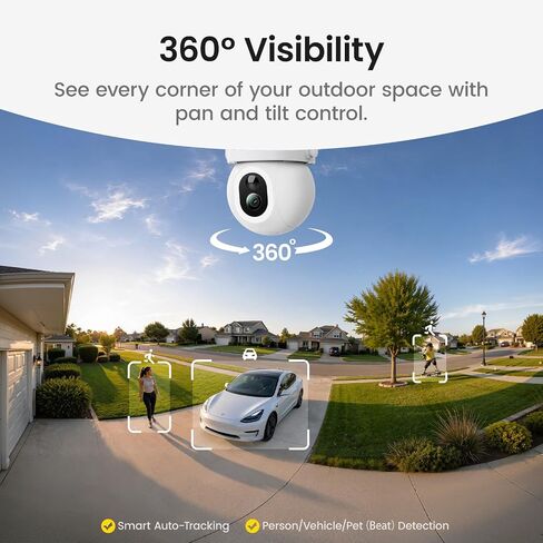aosu SolarCam D1 Max, 4K Solar Security Cameras Outdoor Wireless, 360° Pan & Tilt Coverage, Auto Tracking, Color Night Vision, Local Storage, No Subscription Required in Kuwait
